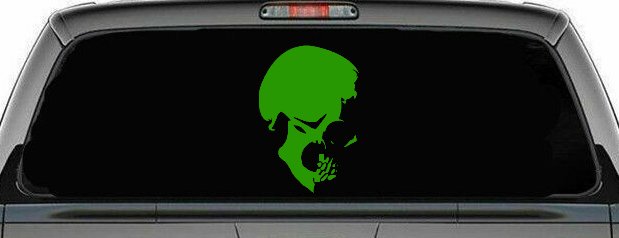 Skull Side View Car or Truck Window Decal Sticker (Lime)