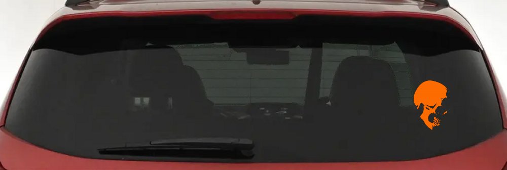 Skull Side View Car or Truck Window Decal Sticker (Orange)