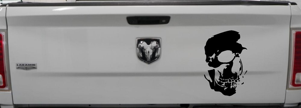Skull Shadowed Side Car or Truck Window Decal Sticker (Black)