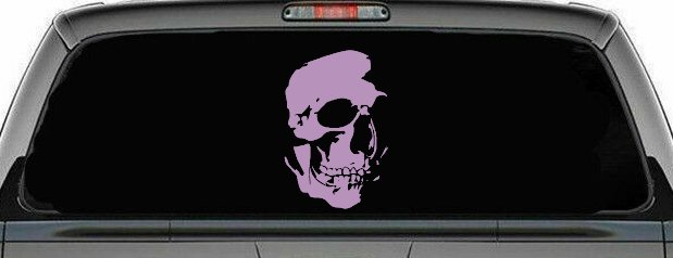 Skull Shadowed Side Car or Truck Window Decal Sticker (Lilac)