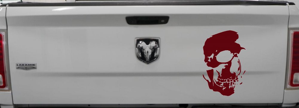 Skull Shadowed Decal for Car Truck Window Vinyl Sticker (Purple Red)