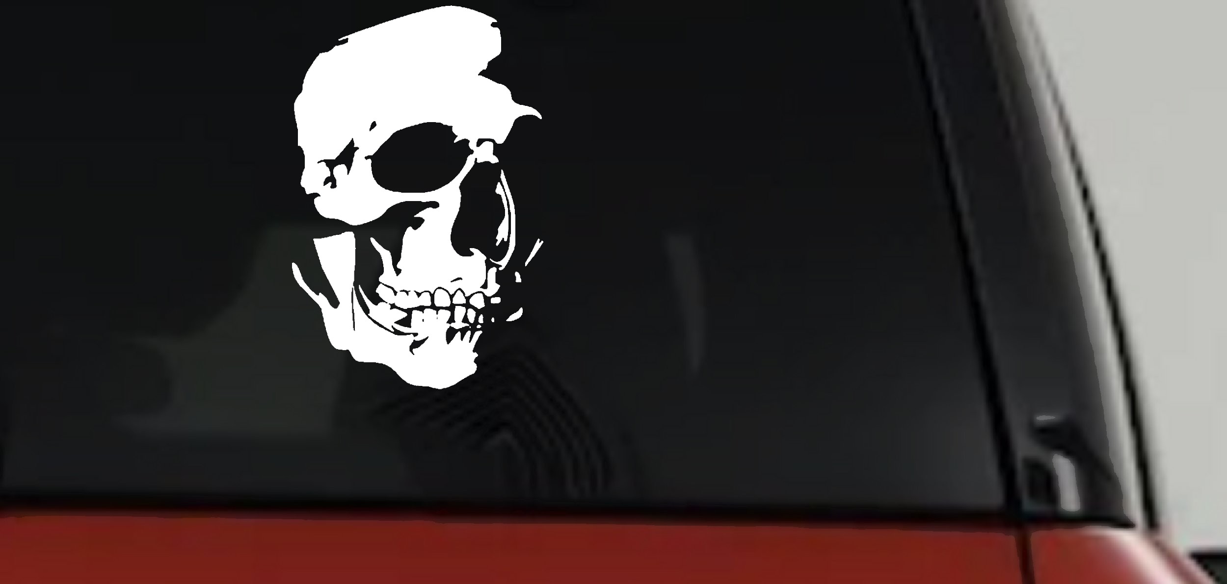 Skull Shadowed Decal for Car Truck Window Vinyl Sticker (White)