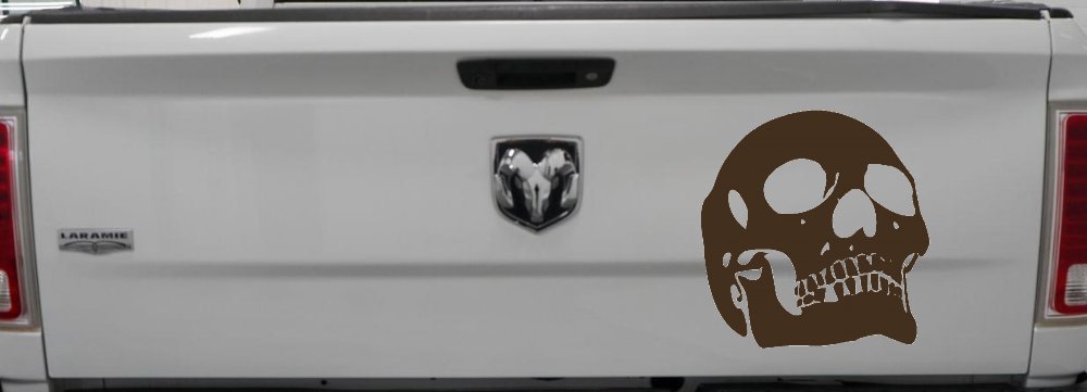 Skull Front View Skulls Car or Truck Window Decal Sticker (Brown)