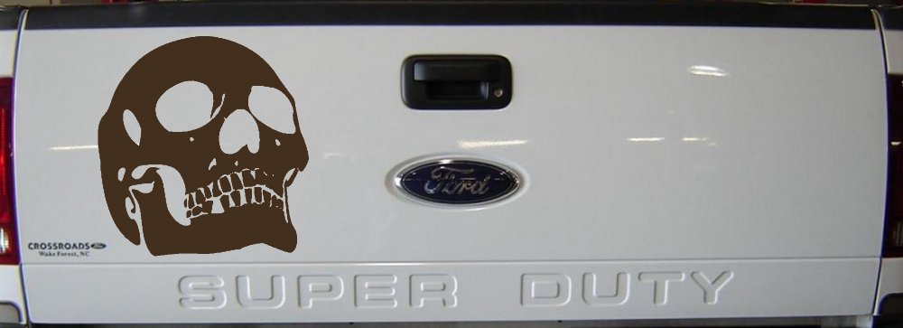 Skull Front View Skulls Car or Truck Window Decal Sticker (Brown)