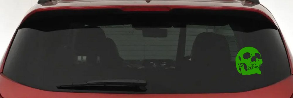 Skull Front View Skulls Car or Truck Window Decal Sticker (Lime)