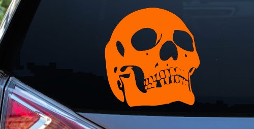 Skull Front View Skulls Car or Truck Window Decal Sticker (Orange)