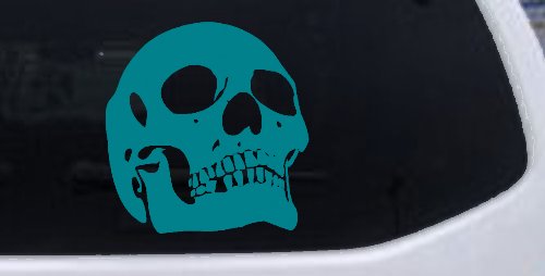 Skull Front View Skulls Car or Truck Window Decal Sticker (Turquoise Blue)