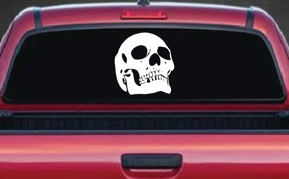 Skull Front View Skulls Car or Truck Window Decal Sticker (White)