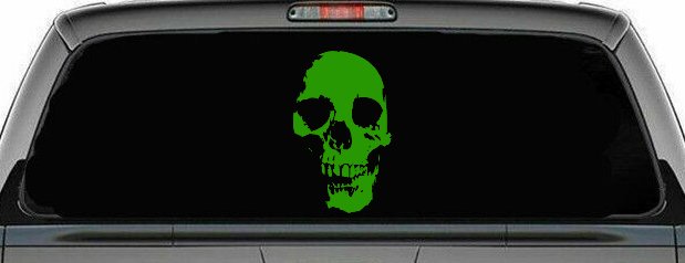 Skull Shadow Skulls Car or Truck Window Decal Sticker (Lime)
