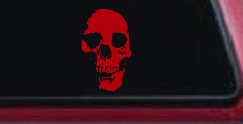 Skull Shadow Skulls Car or Truck Window Decal Sticker (Red)