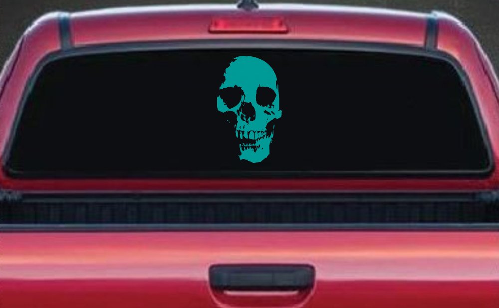 Skull Shadow Skulls Car or Truck Window Decal Sticker (Turquoise)