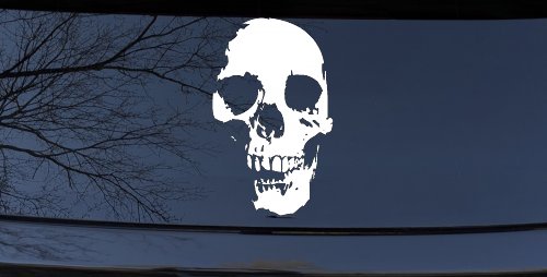 Skull Shadow Skulls Car or Truck Window Decal Sticker (White)