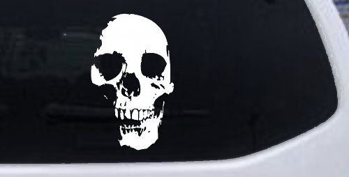 Skull Shadow Skulls Car or Truck Window Decal Sticker (White)