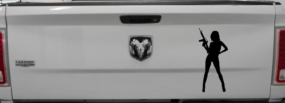 Girl With AR15 Gun Car or Truck Window Decal Sticker