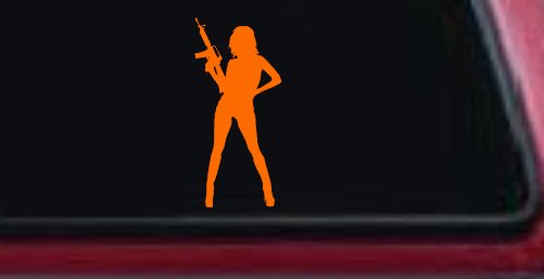 Girl With AR15 Gun Car or Truck Window Decal Sticker