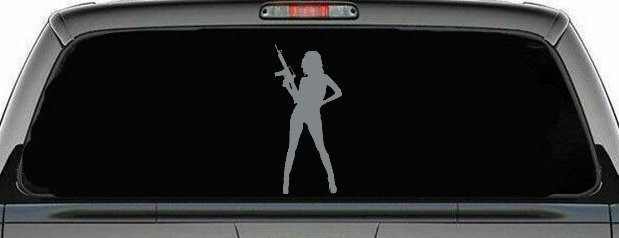 Girl With AR15 Gun Car or Truck Window Decal Sticker