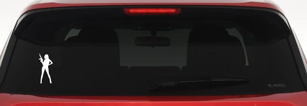 Girl With AR15 Gun Car or Truck Window Decal Sticker