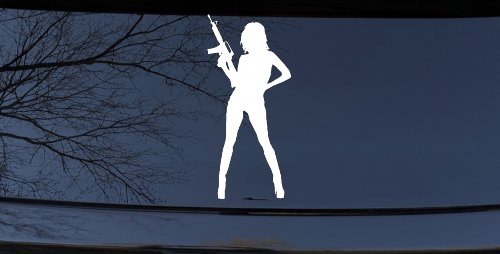 Girl With AR15 Gun Car or Truck Window Decal Sticker