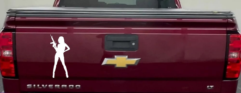 Girl With AR15 Gun Car or Truck Window Decal Sticker