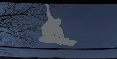 Snowboarding Car or Truck Window Decal Sticker (Silver)