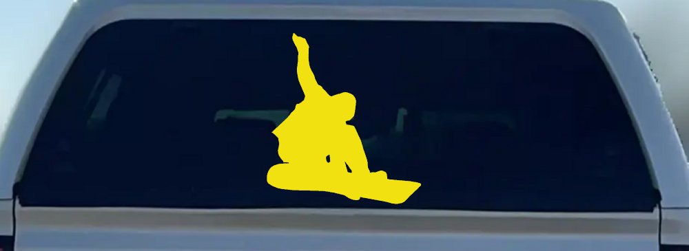 Snowboarding Car or Truck Window Decal Sticker (Yellow)