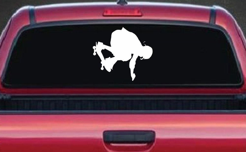 Skateboarding Decal Car Truck Window Vinyl Sticker Fun Ride (White)