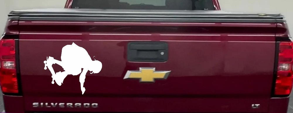 Skateboarding Decal Car Truck Window Vinyl Sticker Fun Ride (White)