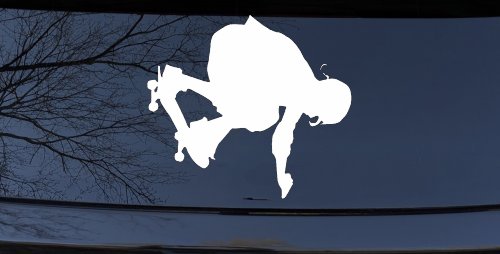 Skateboarding Decal Car Truck Window Vinyl Sticker Fun Ride (White)