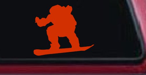 Snowboarding Sports Car or Truck Window Decal Sticker (Orange Red)