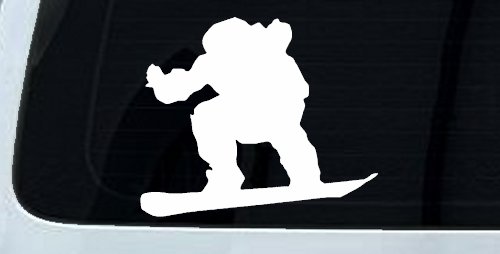Snowboarding Sports Car or Truck Window Decal Sticker (White)