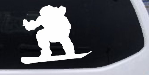 Snowboarding Sports Car or Truck Window Decal Sticker (White)