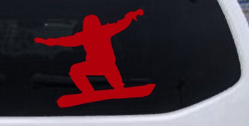 Snowboarding Vinyl Decal for Car Truck Window - Sticker Snowboarder (Red)