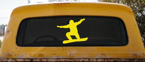 Snowboarding Car or Truck Window Decal Sticker (Yellow)
