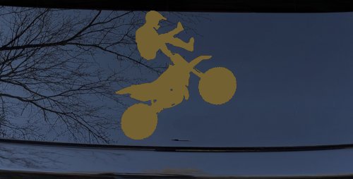 Moto X Freestyle Trick Car or Truck Window Decal Sticker (Gold)