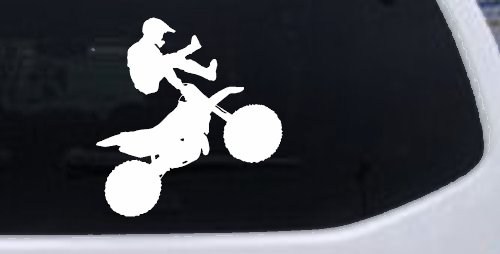 Moto X Freestyle Trick Car or Truck Window Decal Sticker (White)