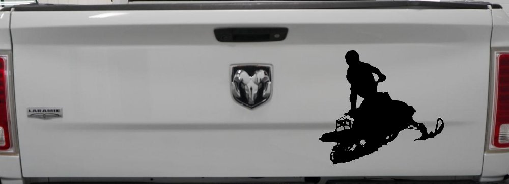 Snowmobile Trick Vinyl Decal - Car Truck Window Sticker - Extreme Sports (Black)