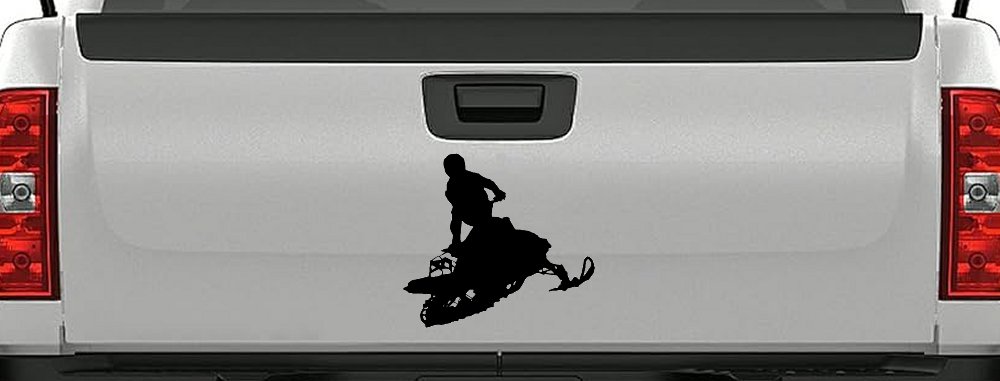 Snowmobile Trick Vinyl Decal - Car Truck Window Sticker - Extreme Sports (Black)