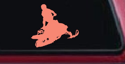 Snowmobile Trick Sports Car or Truck Window Decal Sticker (Coral)