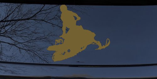 Snowmobile Trick Sports Car or Truck Window Decal Sticker (Gold)