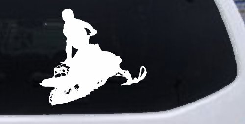 Snowmobile Trick Sports Car or Truck Window Decal Sticker (White)