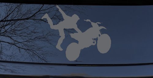 Moto X Freestyle Trick Car or Truck Window Decal Sticker (Silver)