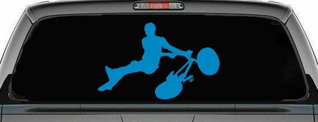 BMX Trick Car or Truck Window Decal Sticker (Blue)