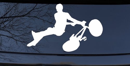BMX Trick Decal for Car or Truck Window Vinyl Sticker (White)