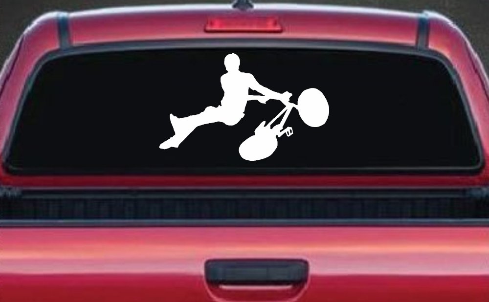 BMX Trick Car or Truck Window Decal Sticker (White)
