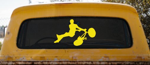 BMX Trick Car or Truck Window Decal Sticker (Yellow)