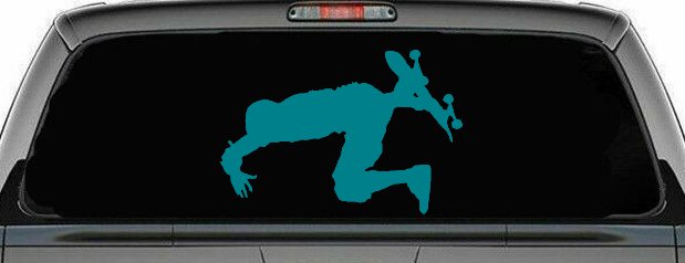 Skateboarding Car or Truck Window Decal Sticker (Turquoise Blue)