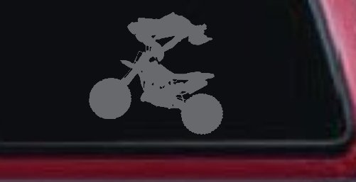 Moto X Freestyle Trick Car or Truck Window Decal Sticker (Silver)