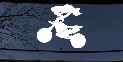 Moto X Freestyle Trick Car or Truck Window Decal Sticker (White)