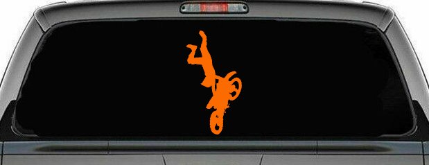 Moto X Freestyle Trick Car or Truck Window Decal Sticker (Orange)