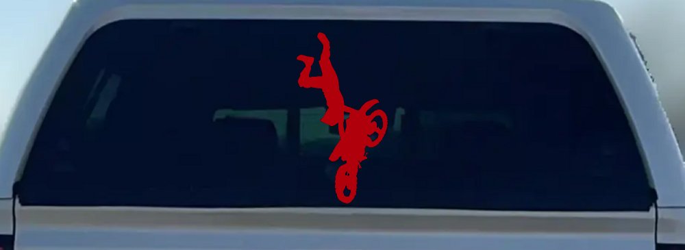Moto X Freestyle Trick Car or Truck Window Decal Sticker (Red)